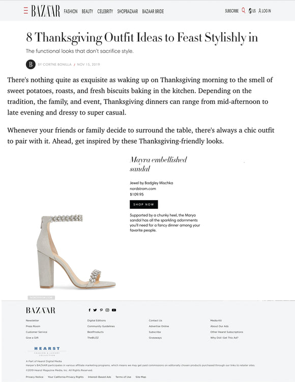 Harper's Bazaar featuring the Jewel Badgley Mischka Marya sandal!